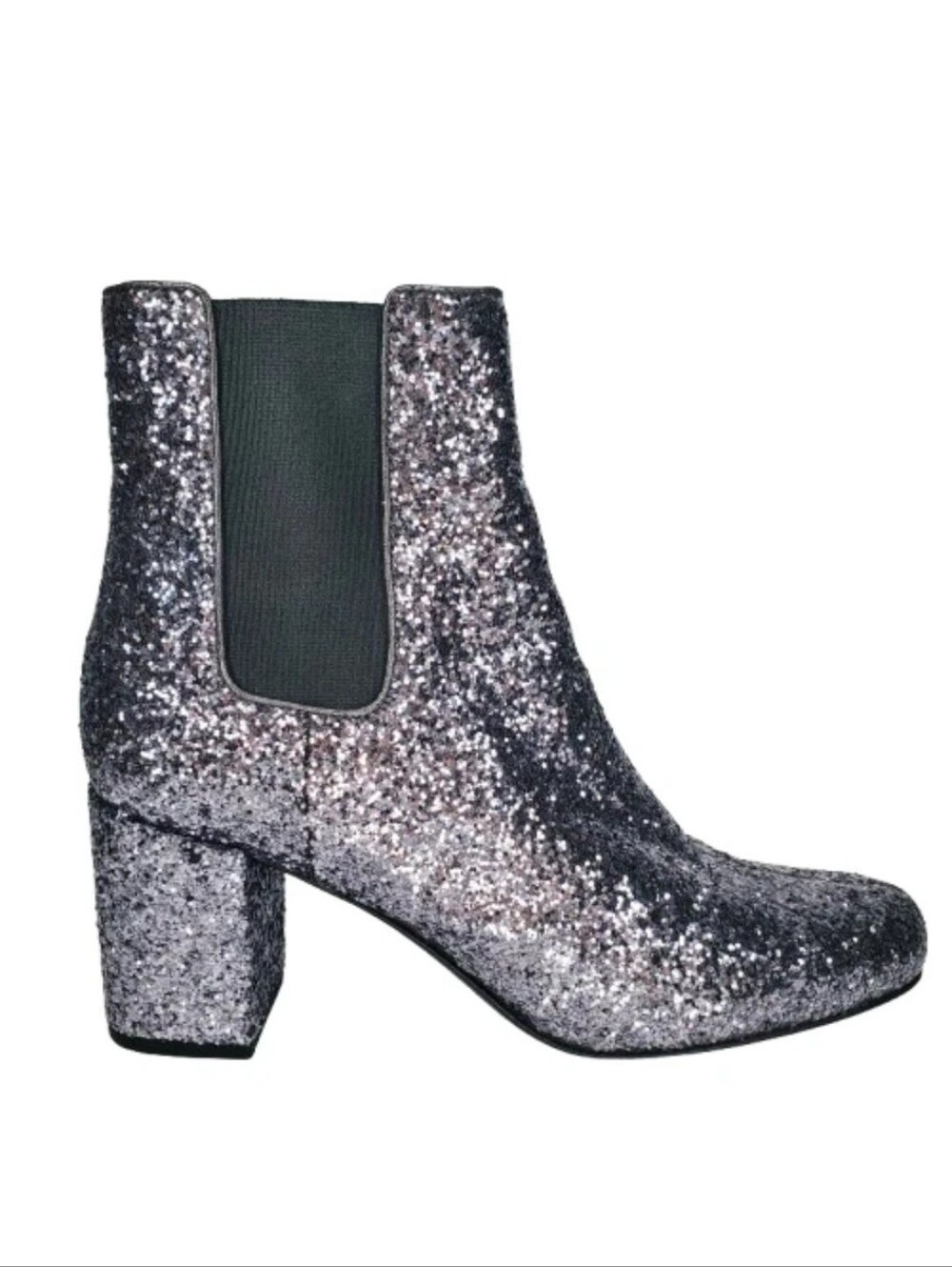 Saint Laurent Metallic Glitter Block Heel Ankle Booties
